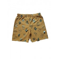 short Jaune motif cactus brillant