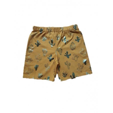 short Jaune motif cactus brillant