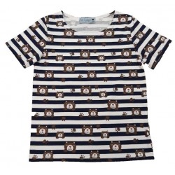 T-Shirt Rayure Marine et Blanche kid motif ours