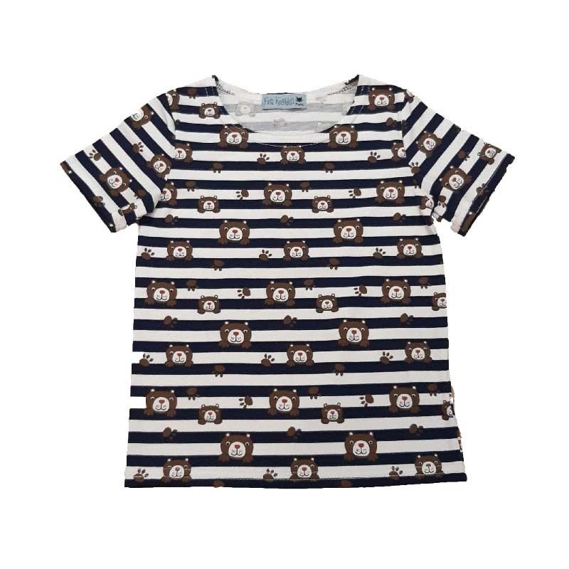 T-Shirt Rayure Marine et Blanche kid motif ours