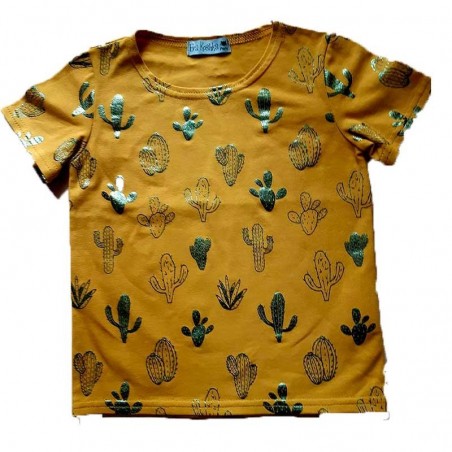 T-Shirt Jaune kid motif cactus brillant